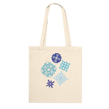 Winter Stars Tote Bag – Minimalist papercut design in various shades of blue